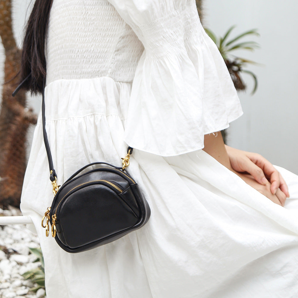 Genuine leather shoulder bag women pouch shoulder bag shoulder bag simple mobile bag goes with anything