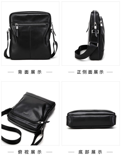 Men's shoulder bag, multi-functional, practical, genuine cowhide leather, business crossbody bag 