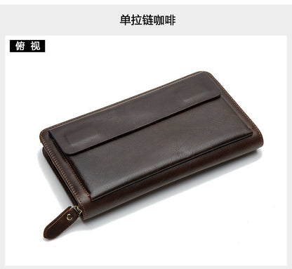 Men's Clutch Bag Genuine Cowhide Leather Wallet Card Holder Business Large Capacity Long Wallet Men's Handbag 