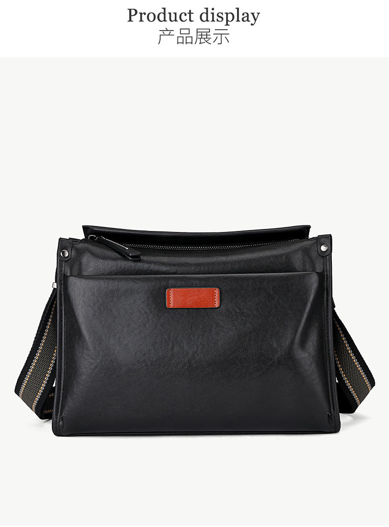 Men's Shoulder Bag Cowhide Genuine Leather Fashion Casual Commuting Crossbody Bag for Men 