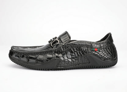 Crocodile Belly Skin Genuine Leather Men's Leather Shoes Moccasins Casual Loafers Shoes 