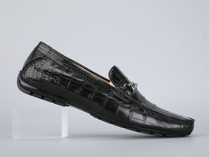 Crocodile Skin Men's Leather Shoes Genuine Leather Moccasins Fashion Casual Men's Shoes 