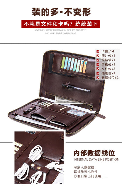 Men's Large Capacity Retro Crazy Horse Clutch Bag Long Wallet Card Holder Multifunctional Men's Handbag 