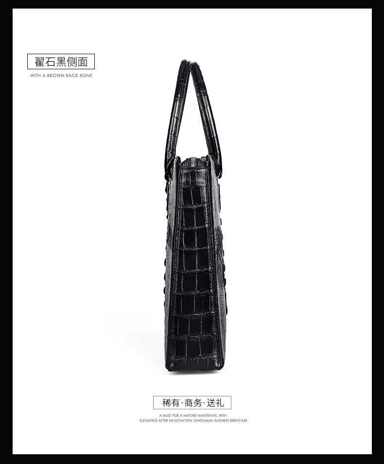Siamese crocodile bone skin men's briefcase handbag anti-theft security lock genuine leather luxury business bag handbag 