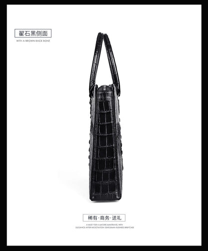 Siamese crocodile bone skin men's briefcase handbag anti-theft security lock genuine leather luxury business bag handbag 