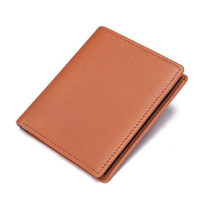 Men's short wallet genuine cowhide leather bi-fold retro card bag men's wallet 