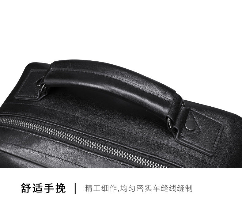 Men's backpack, genuine cowhide leather, casual business, travel fashion, waterproof, large capacity, double shoulder backpack 