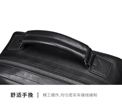 Men's backpack, genuine cowhide leather, casual business, travel fashion, waterproof, large capacity, double shoulder backpack 