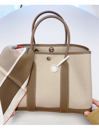 Ladies clashing color handbag large capacity canvas bag tote bag fashion