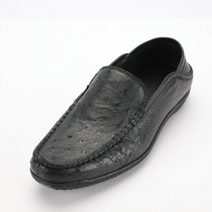 Ostrich skin genuine leather men's leather shoes moccasins business casual shoes 
