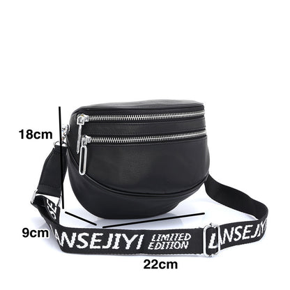 Zipper Fashion Cowhide Shoulder Bag Genuine Leather Women Bags Shoulder Bag Goes With Anything