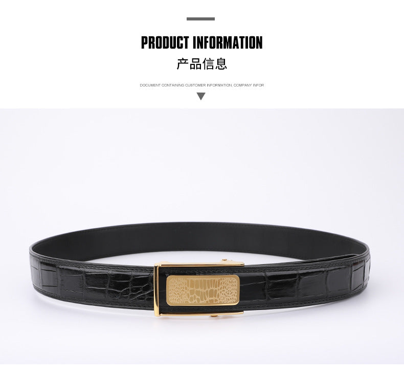 Siamese Crocodile Skin Men's Belt Automatic Buckle Business Casual Genuine Leather Belt 