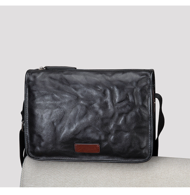Men's Shoulder Bag Genuine Cowhide Leather Fashion Hand-held Crossbody Bag for Men 