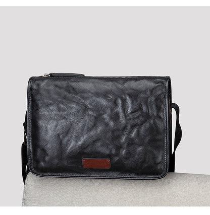Men's Shoulder Bag Genuine Cowhide Leather Fashion Hand-held Crossbody Bag for Men 