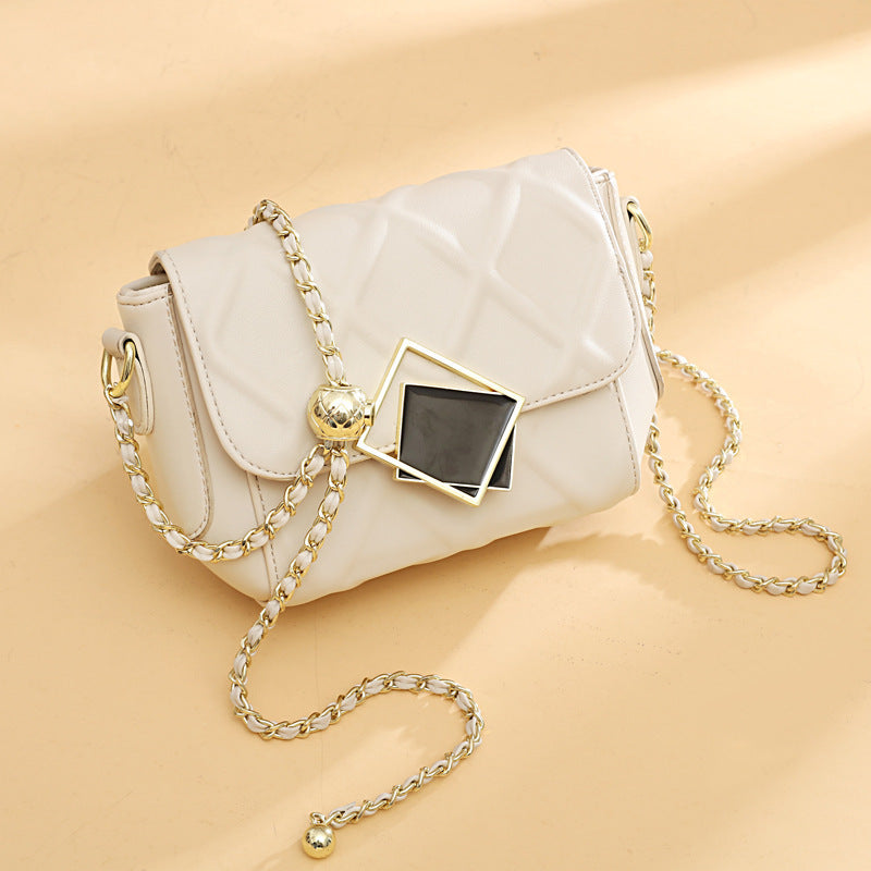 Women's genuine leather check chain bag fashion crossbody bag fashion Goes with anything