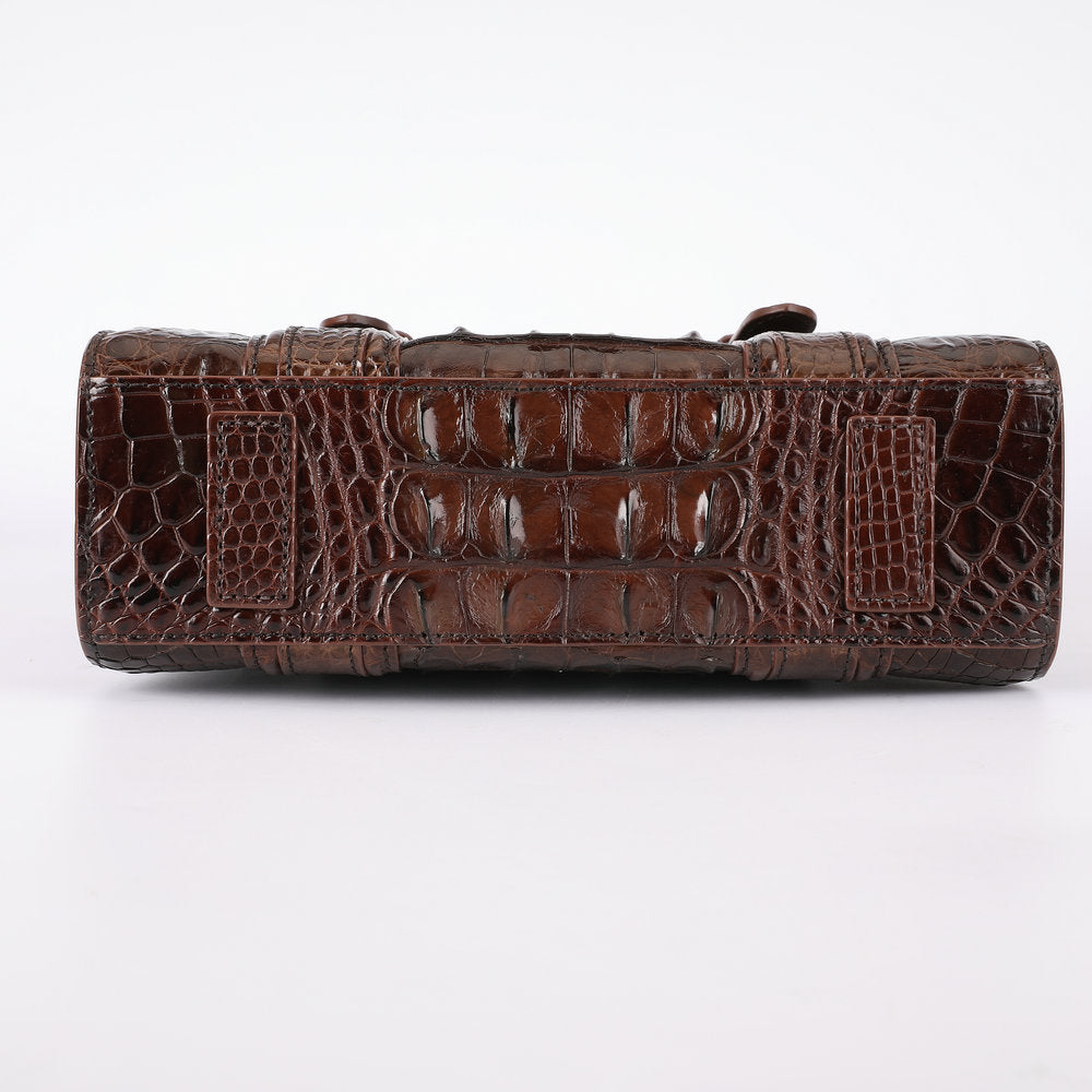 Crocodile Bone Skin Genuine Leather Men's Briefcase Business Commuting Casual Crossbody Shoulder Bag Vertical Handbag 