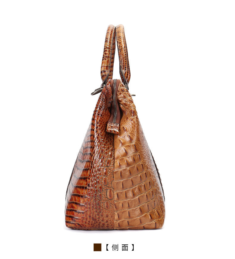 Men's Handbag Crocodile Crest Cow Leather Unisex Travel Bag Short Distance Business Luggage Bag 