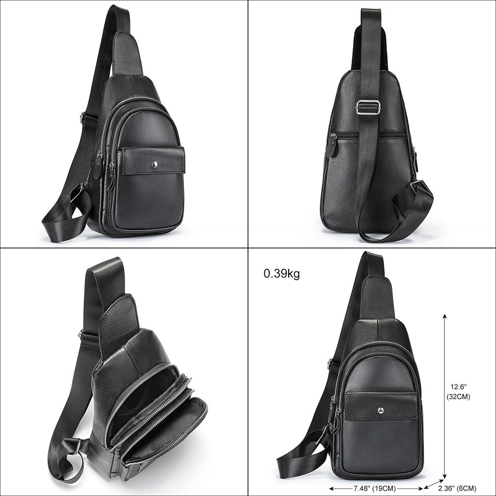 Men's Bust Bag Cowskin Genuine Leather Outer Multifunctional Fashion Casual Sports Men Bag 