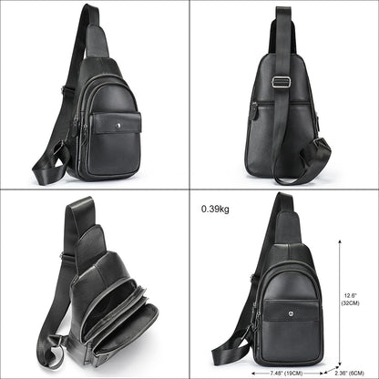 Men's Bust Bag Cowskin Genuine Leather Outer Multifunctional Fashion Casual Sports Men Bag 