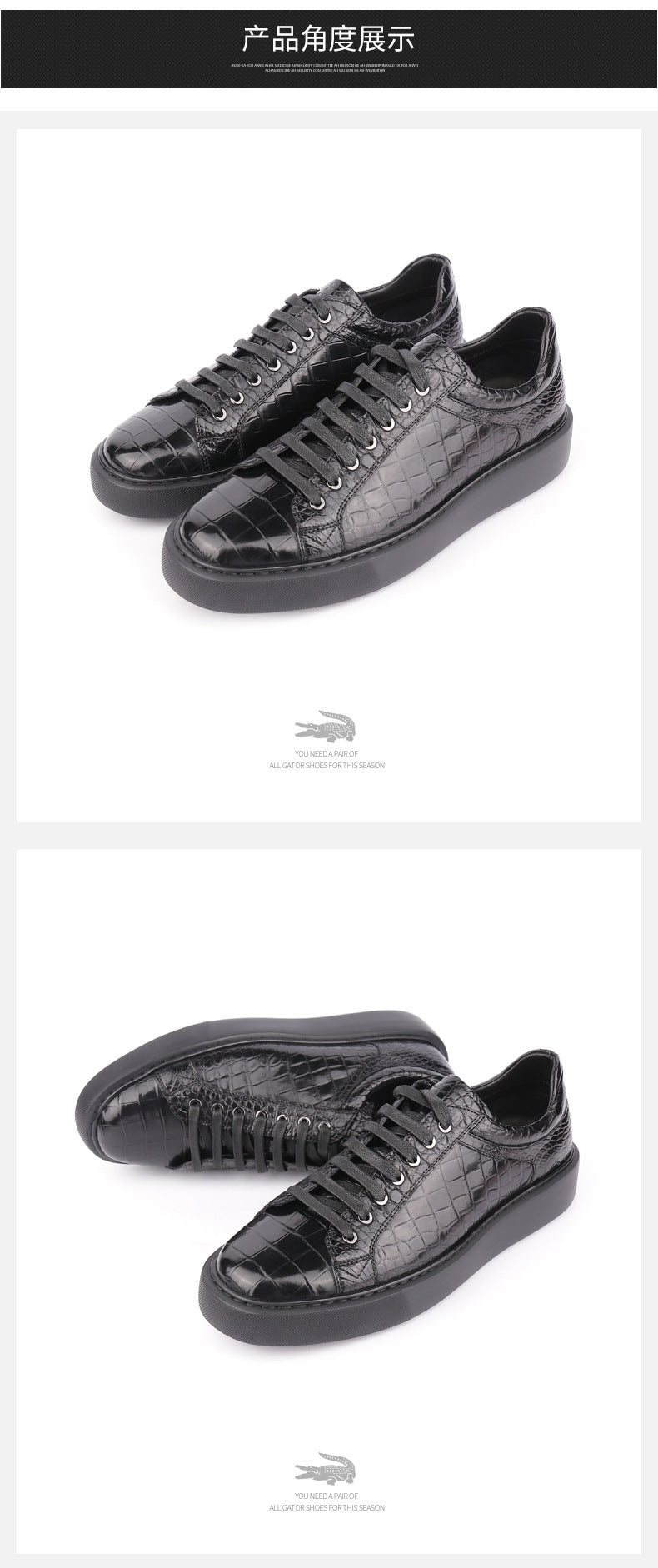 Crocodile Skin Genuine Leather Men's Sneakers Sports Casual Athletic Shoes Simple Fashion Wear-resistant Men's Shoes 