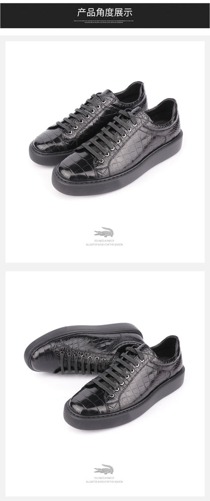 Crocodile Skin Genuine Leather Men's Sneakers Sports Casual Athletic Shoes Simple Fashion Wear-resistant Men's Shoes 