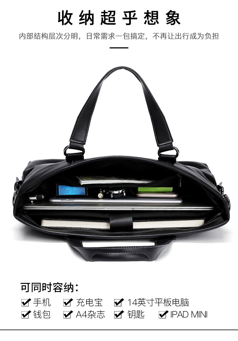 Men's Handbag Genuine Cowhide Leather Computer Bag Casual Business Briefcase Crossbody Bag 