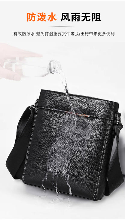 Men's Shoulder Bag Genuine Cowhide Leather Korean Fashion Business Casual Crossbody Bag for Men 