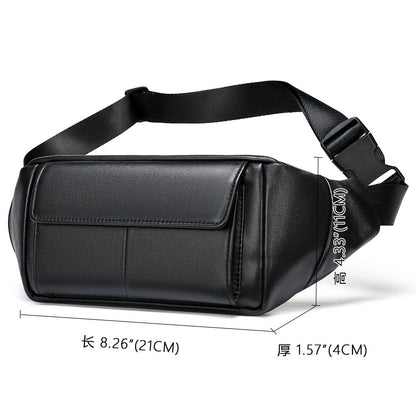 Men's Waist Bag Sheepskin Genuine Leather Fashion Casual Simple Multifunctional Crossbody Bust Bag 