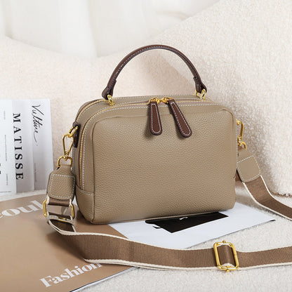 Women's Handbag Cowhide Shoulder Bag Genuine Leather Crossbody Bag Zipper Goes with Anything