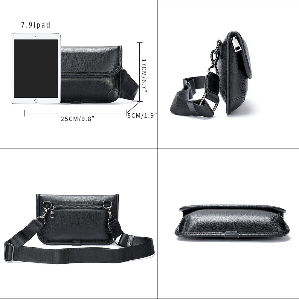 Men's Shoulder Bag Genuine Cowhide Leather Simple Fashion Men's Crossbody Bag 
