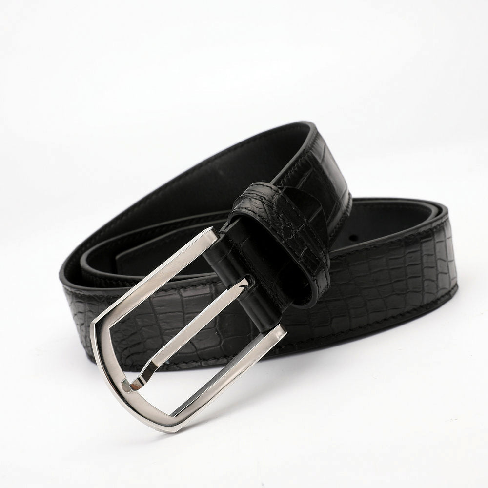 Crocodile Belly Skin Genuine Leather Men's Belt No Pieces Width 3.4cm High Quality Belt 