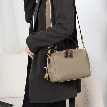 Women's Handbag Cowhide Shoulder Bag Genuine Leather Crossbody Bag Zipper Goes with Anything
