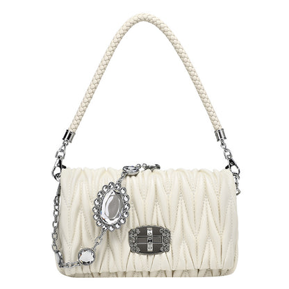 Women's Chain Pleated Bag Fashion Trend Crossbody Underarm Bag Simple