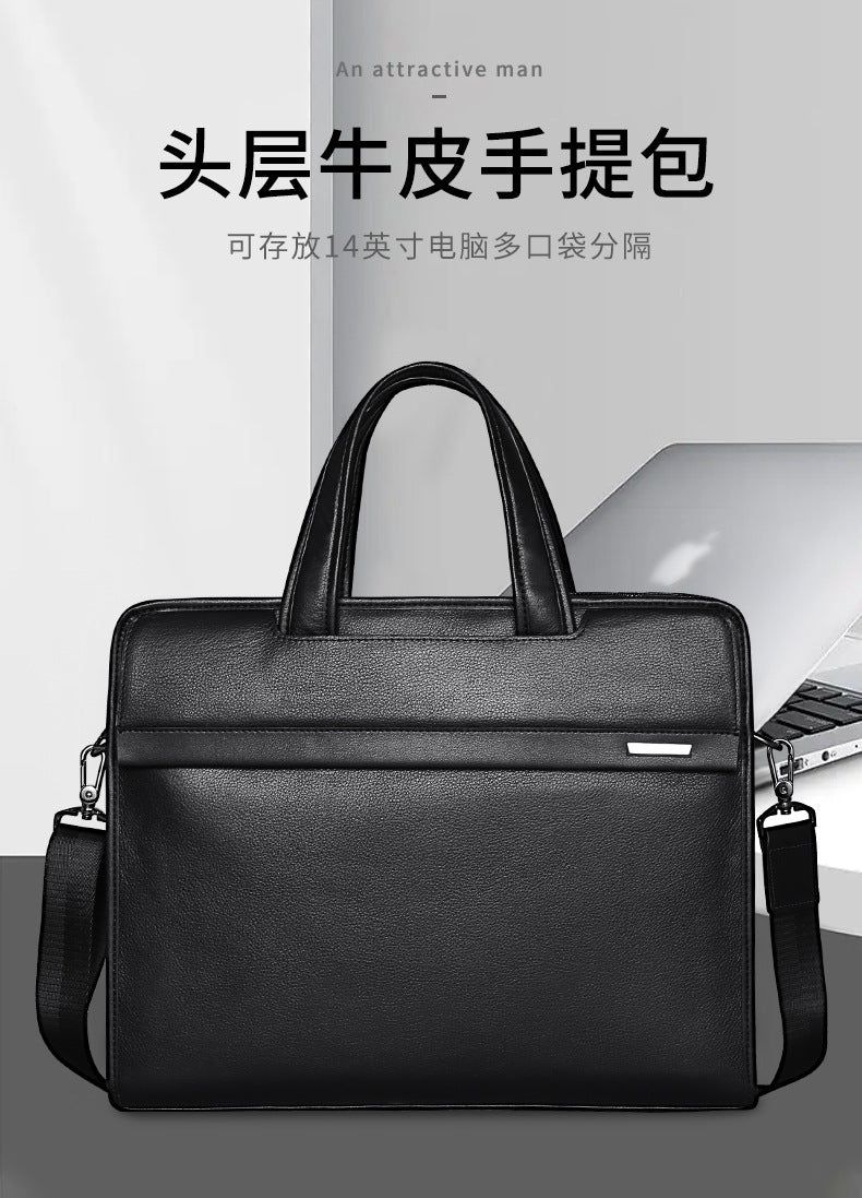 Men's handbag genuine cowhide leather computer bag business briefcase 