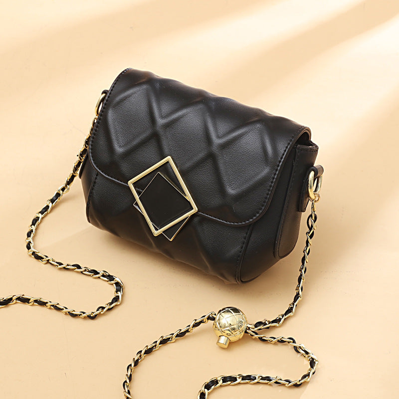 Women's genuine leather check chain bag fashion crossbody bag fashion Goes with anything