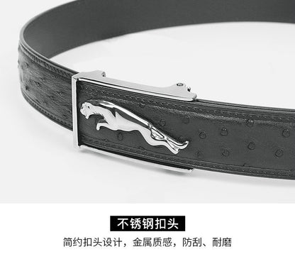 Ostrich skin men's belt genuine leather business casual automatic buckle width 3.4cm high quality male belt 