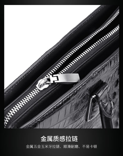 Siamese crocodile bone skin men's briefcase handbag anti-theft security lock genuine leather luxury business bag handbag 