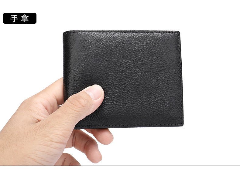 Men's short wallet made of genuine cowhide leather bifold folding DIY handmade wallet men's wallet 
