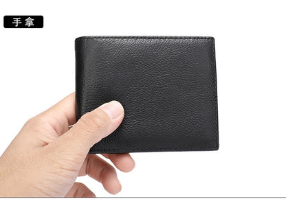 Men's short wallet made of genuine cowhide leather bifold folding DIY handmade wallet men's wallet 