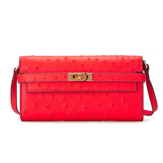 Ladies Ostrich Leather Handbag Shoulder Strap Handbag Trend Fashion