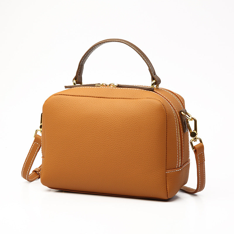 Cowhide women's handbag small square bag crossbody bag luxury simple shoulder bag goes with anything