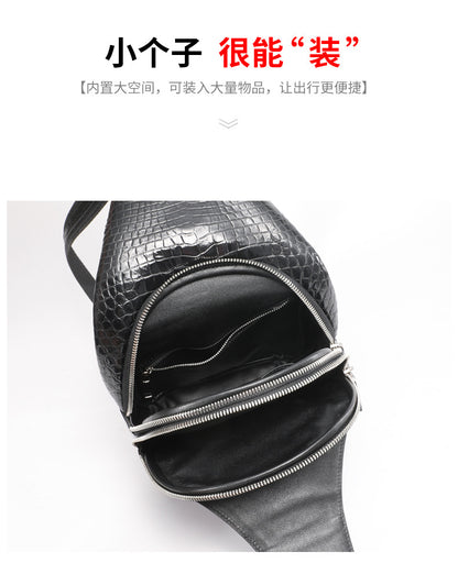 New Thai Siamese Crocodile Skin Men's Bust Bag Genuine Leather High Quality Casual Fashion Crossbody Shoulder Bag 