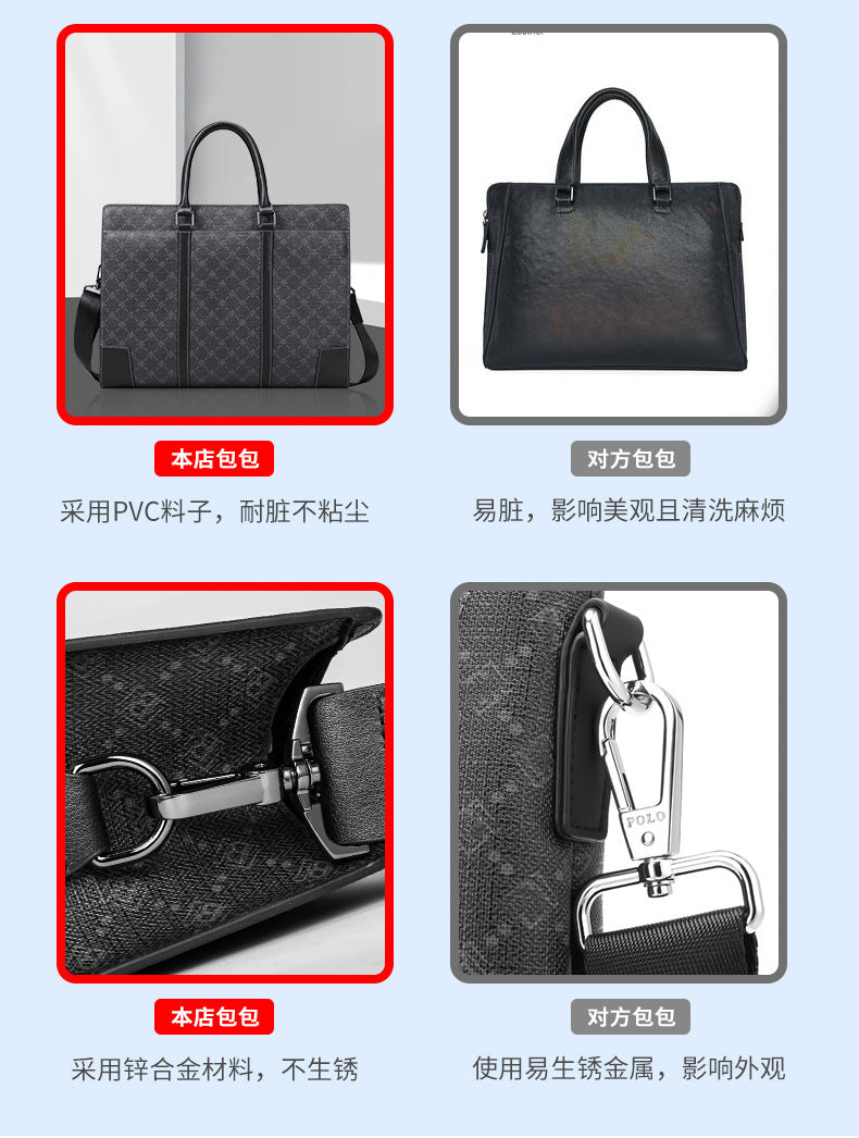 Men's Briefcase Simple Fashion Large Capacity Handbag Business Casual Handbag Crossbody Shoulder Bag 