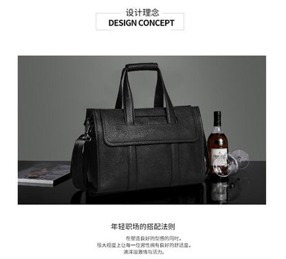 Men's Briefcase Genuine Cowhide Leather Computer Bag Business Large Capacity Handbag Crossbody Bag 