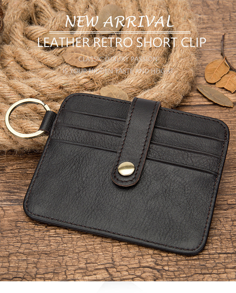 Men's wallet cowhide thin coin card holder casual card bag for men 