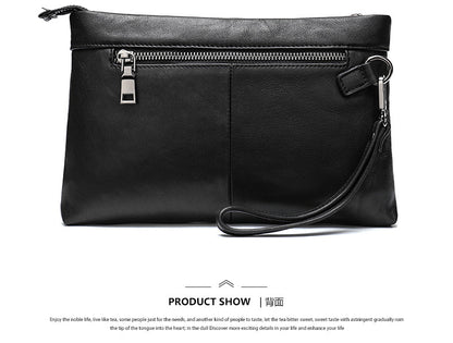 Men's Clutch Bag Genuine Cowhide Leather Vintage Large Capacity DIY Men's Wrist Bag Handbag 