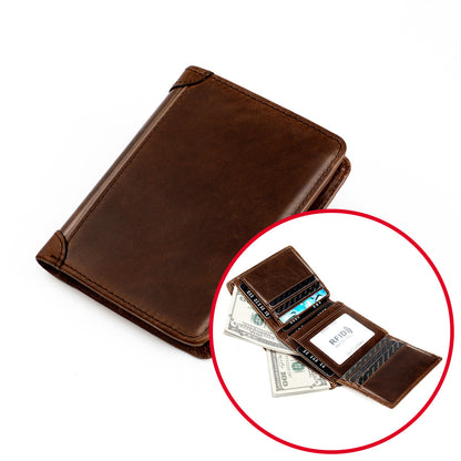 Men's wallet genuine cowhide leather RFID anti-theft brush large capacity multi-functional men's wallet 