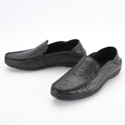Ostrich skin genuine leather men's leather shoes moccasins business casual shoes 