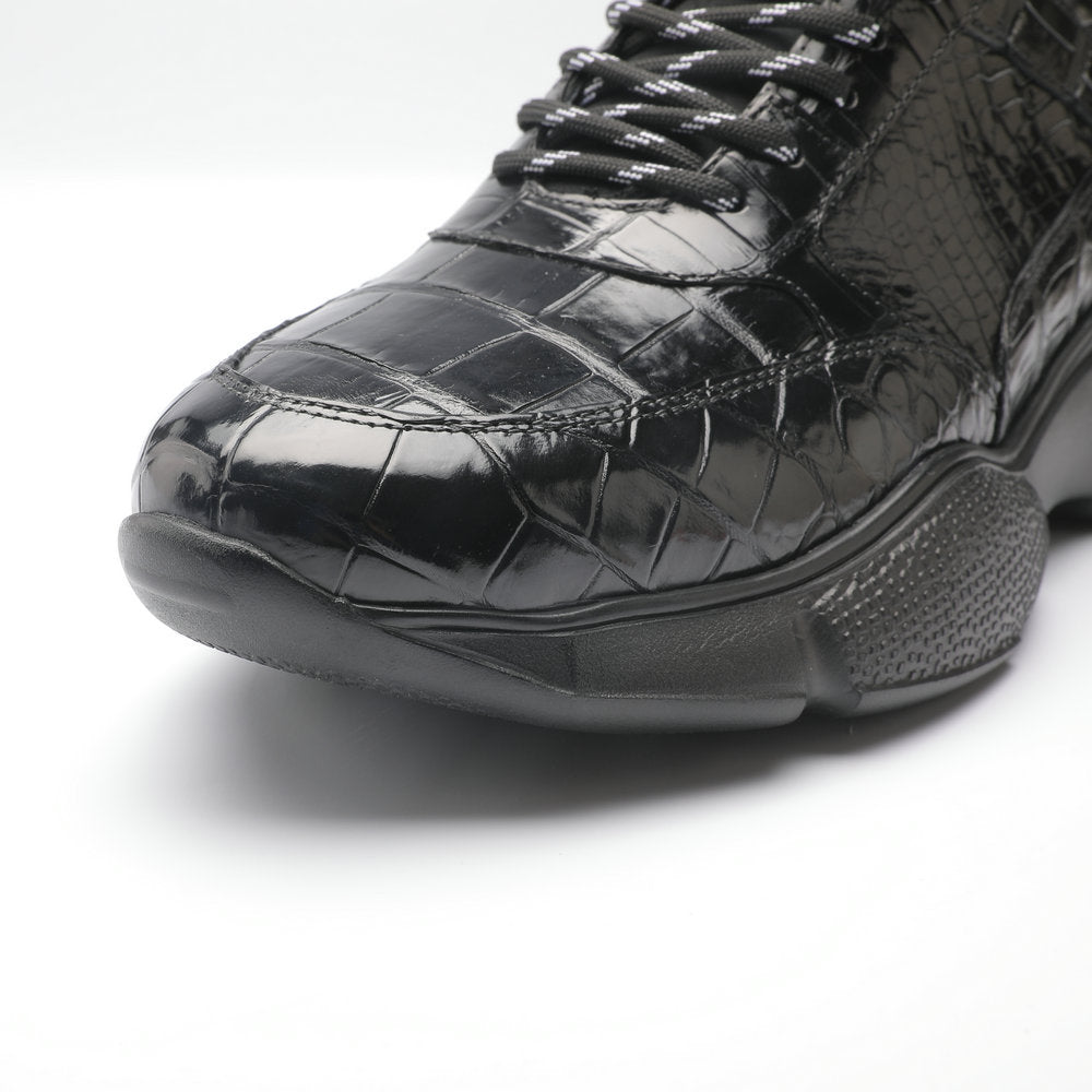 Crocodile Belly Skin Men's Short Boots Fashion Casual Platform Shoes Men's Shoes 