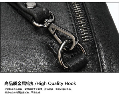 Men's Clutch Bag Genuine Cowhide Leather Vintage Large Capacity DIY Men's Wrist Bag Handbag 